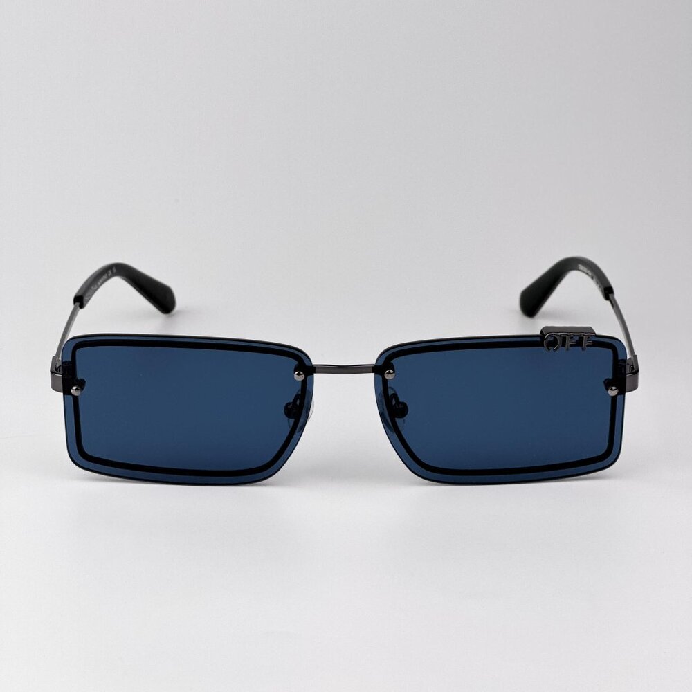 Off-White TAMPA Sunglasses – Gunmetal Blue Rectangular Frame | Model OERI13N 774
